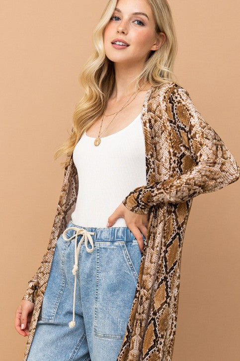 Snake Print Maxi Cardigan Duster- ATW14592