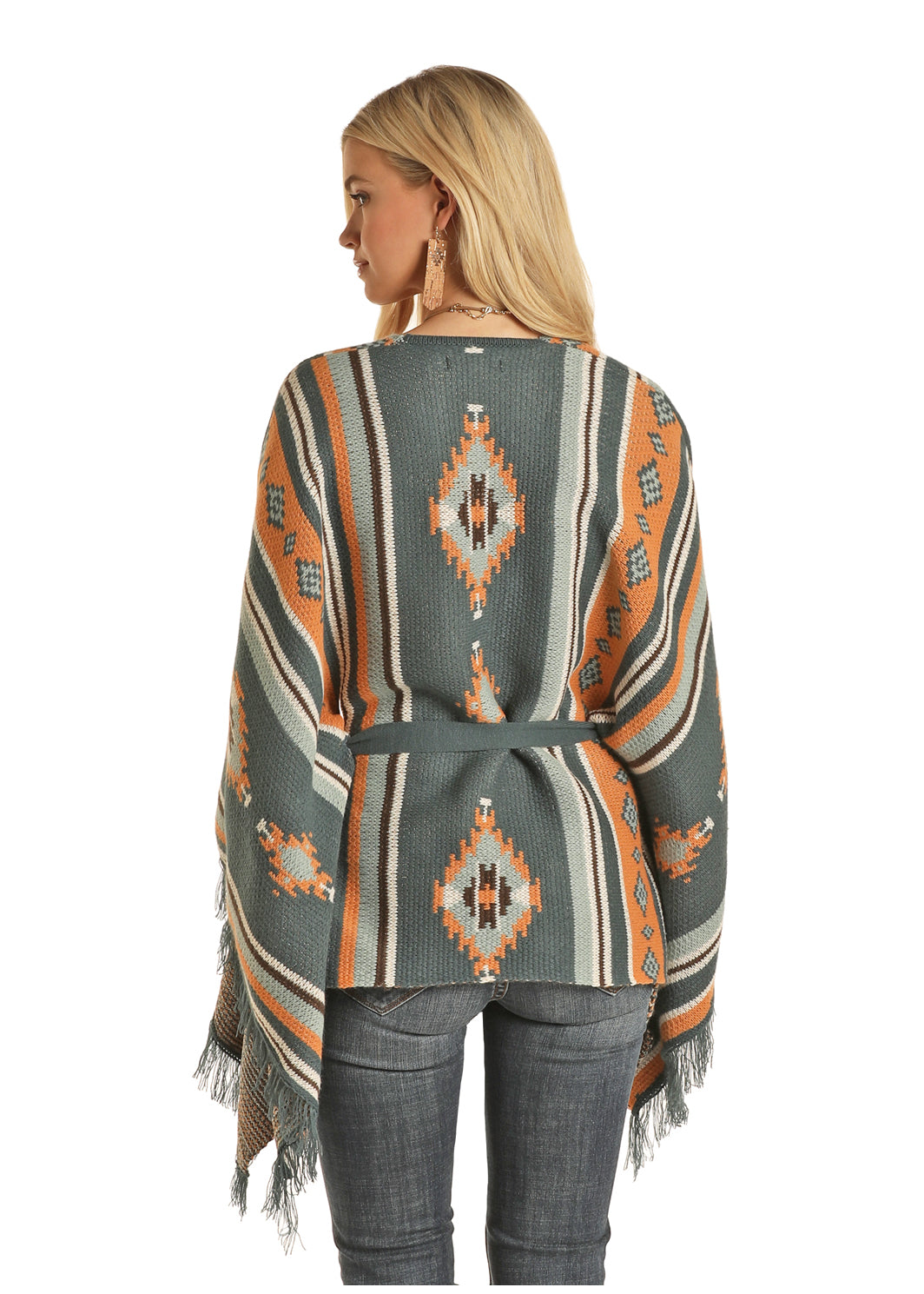 R&RD Poncho in Teal and Gold 
