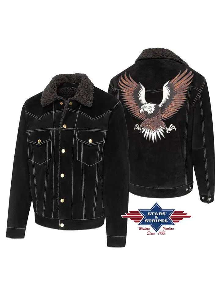 Decker - Genuine Suede Jacket with Sherpa Lining - 