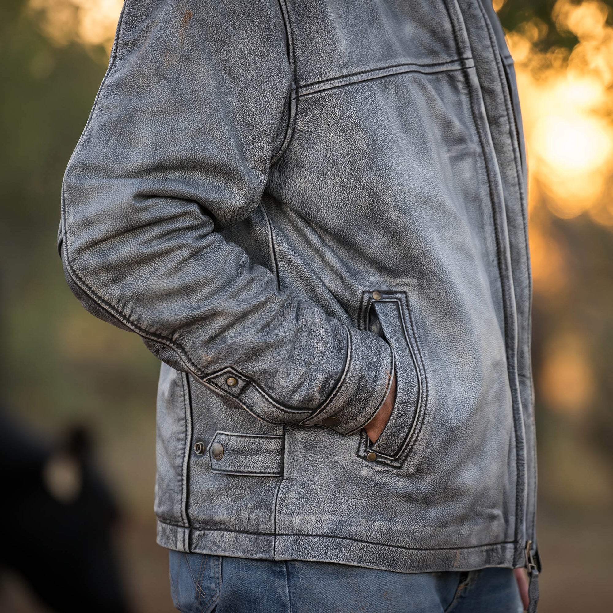 Rifleman Leather Jacket- Stonewash- STS5485