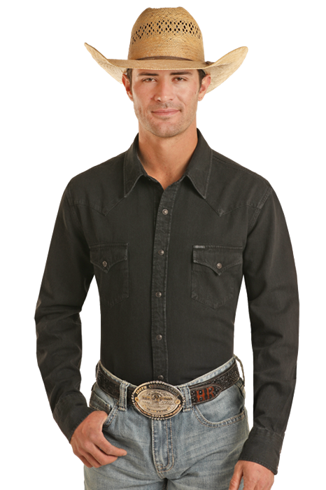 Black Denim Snap Shirt- bmn2s03703