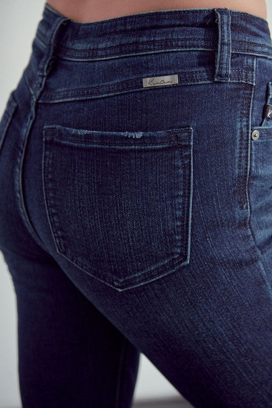 Petite Bootcut Dark Distressed Denim 