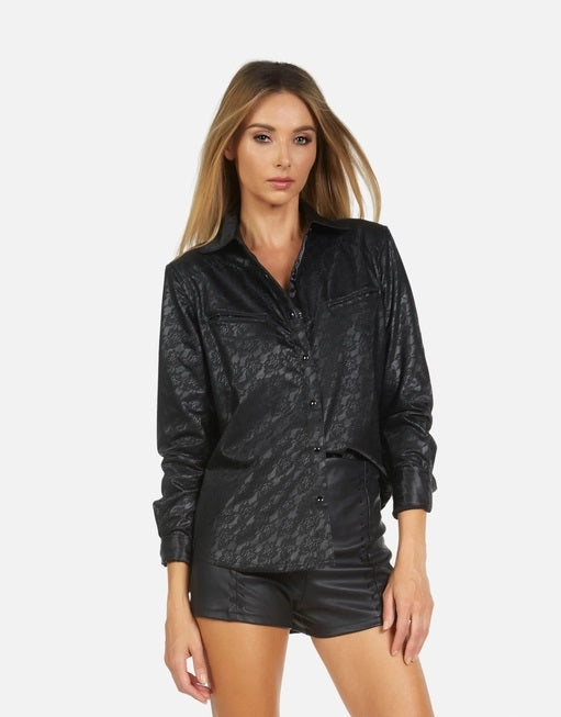 Leather & Lace- Women's Shirt - Black 
