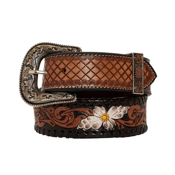 Checkered Handtooled Belt- S-4059-  