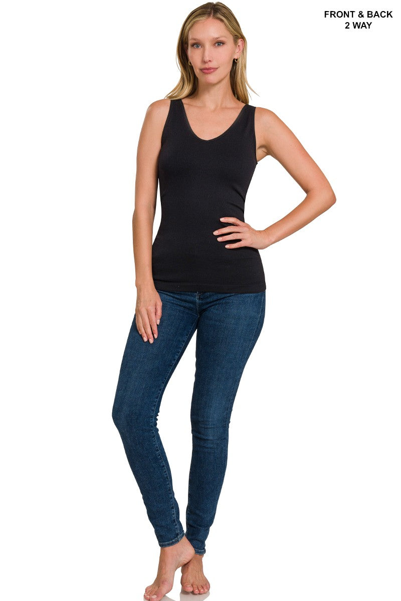 2-Way Seamless Tank Top- Black 