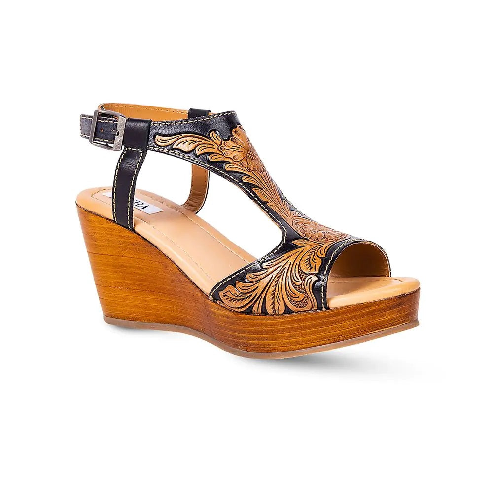 Talitha Handtooled Wedge - 