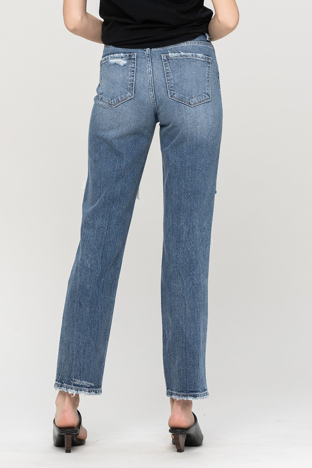 Super HiRise Hidden Button Distressed Straight 