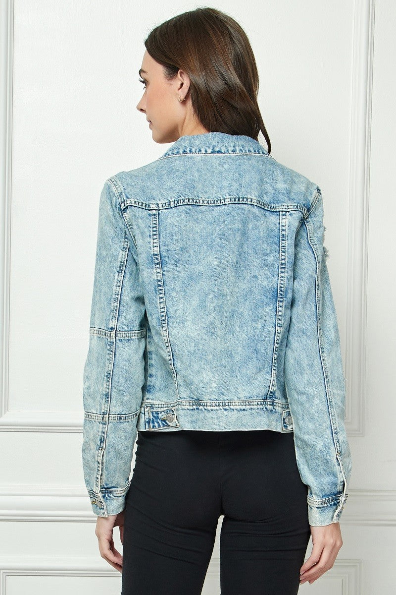 Medium Wash Classic Distressed Jacket - VJ52930