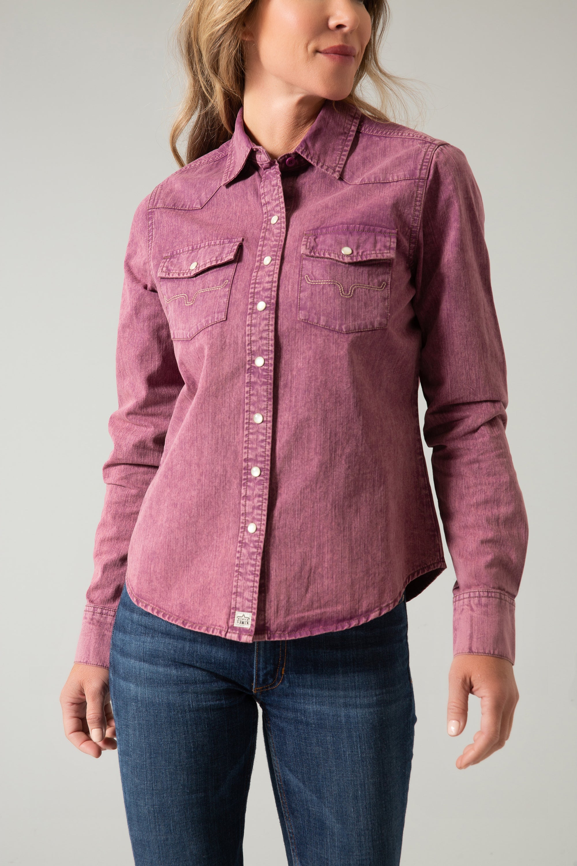 Kaycee Denim Top- Wine-   