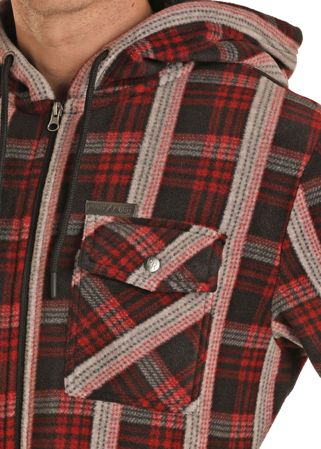 Fleece Hoodie Shacket in Red Plaid 