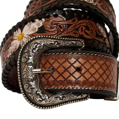 Checkered Handtooled Belt- S-4059-  