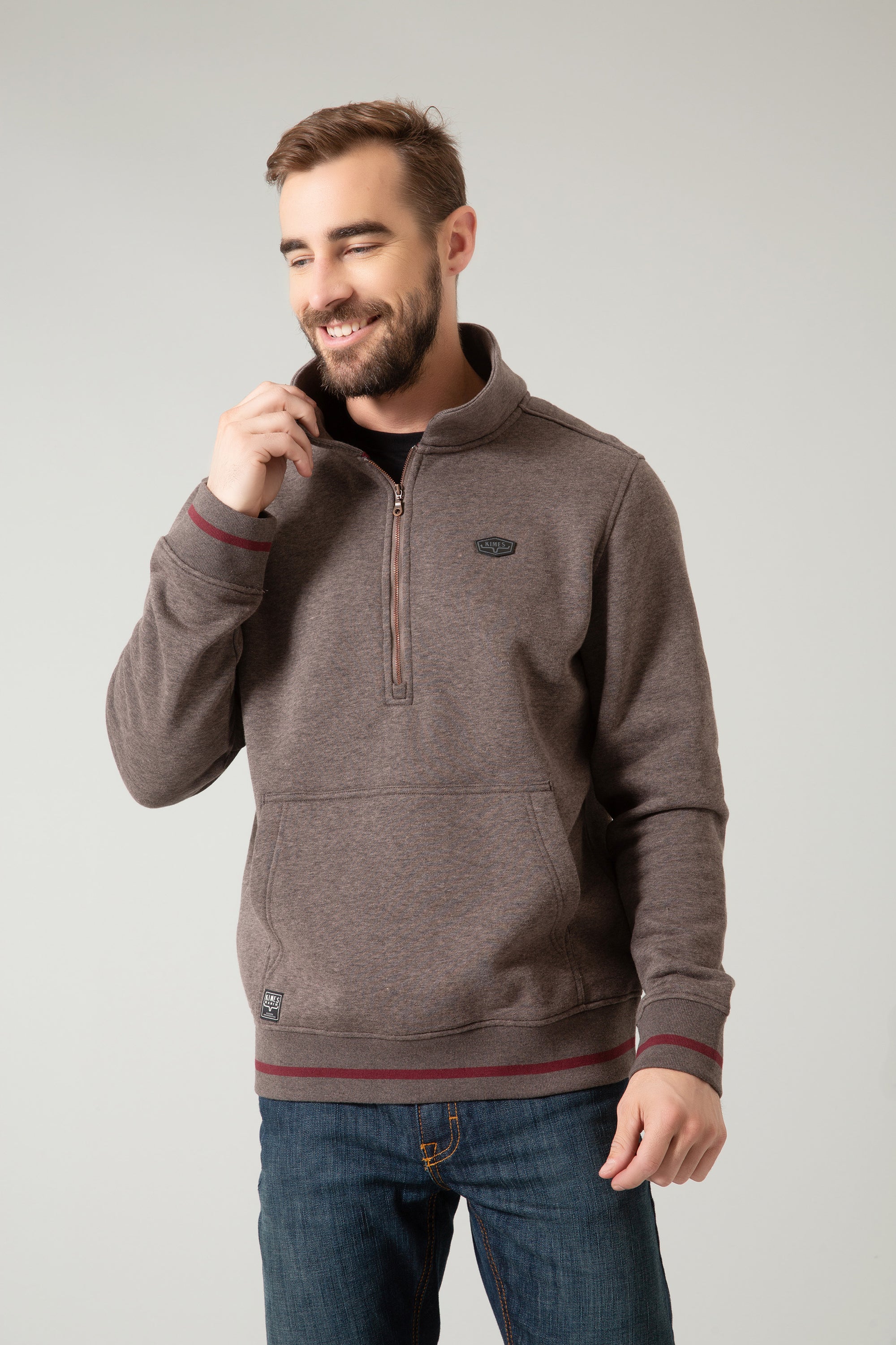 Boxer Quarter Zip Hoodie- Charcoal- 
