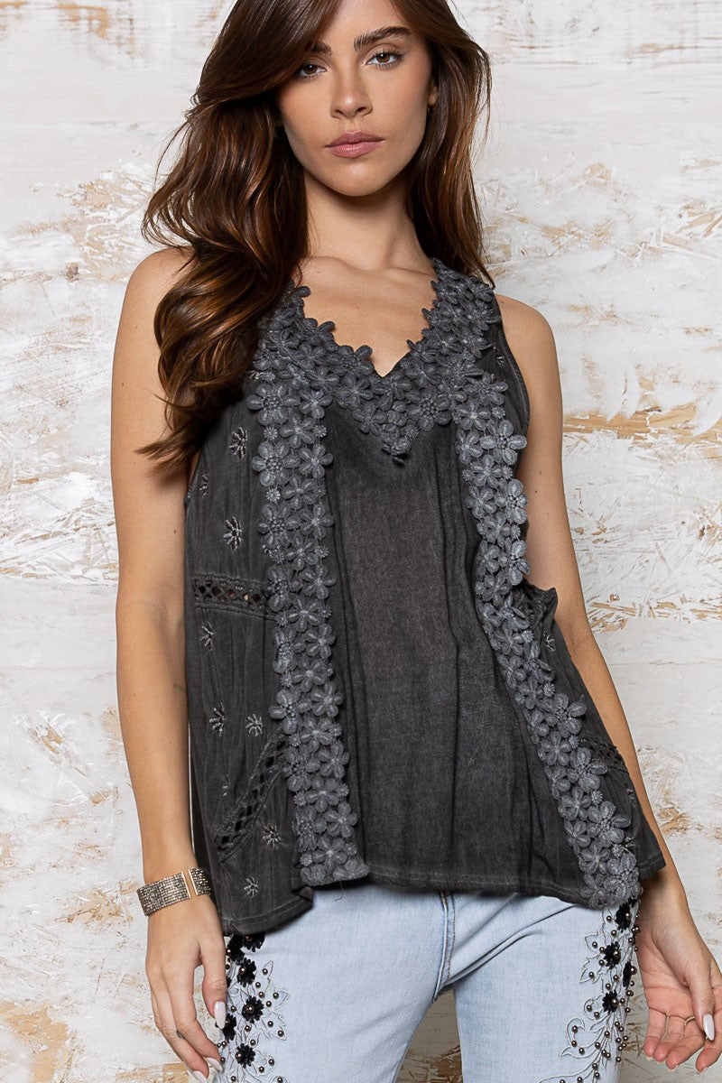 Floral Embroidered V-Neck Top 