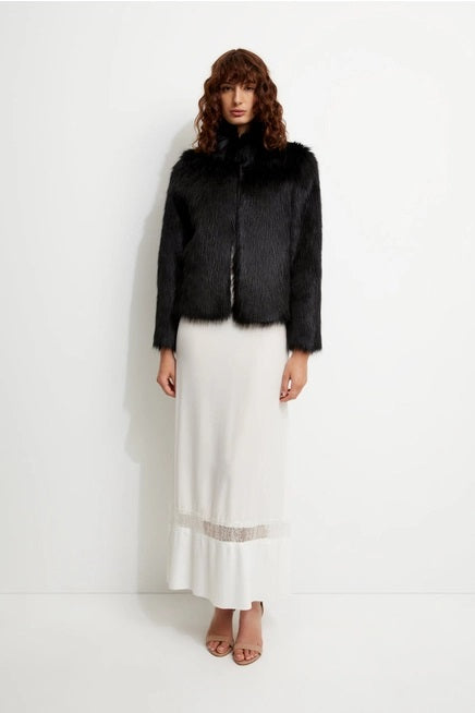 Fur Delish Luxe Faux Fur Coat- Black - 
