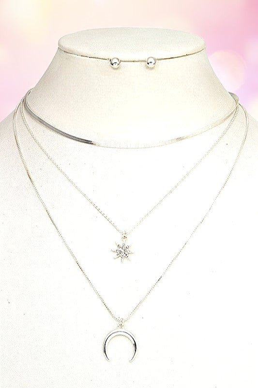 Necklace Set- 195028 Silver