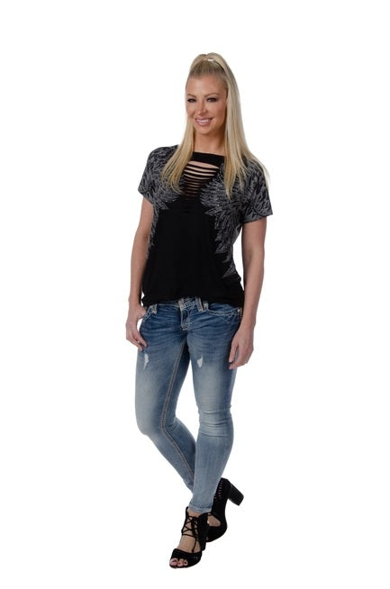 Wing Top with Neck Detail- 7626 - 