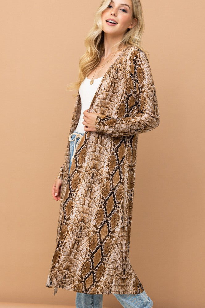 Snake Print Maxi Cardigan Duster- ATW14592