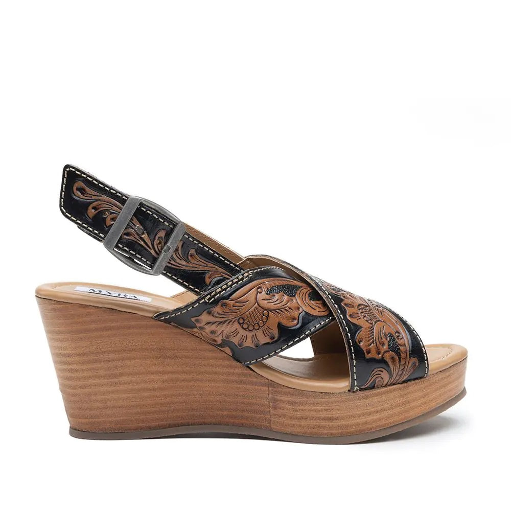 Flower Ridge - Handtooled Wedge- 