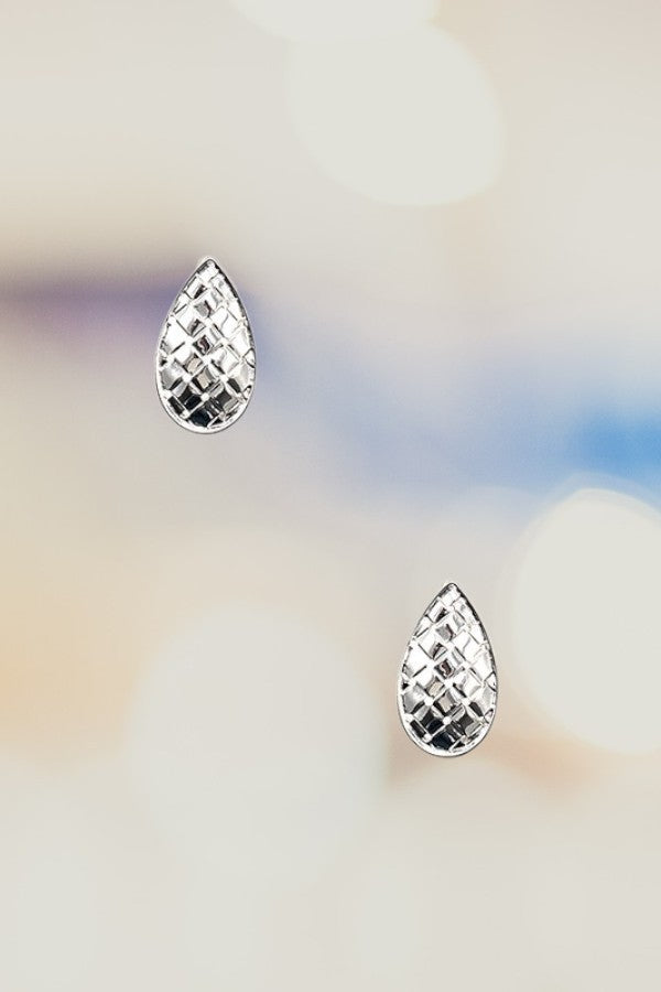 Post Earring - 187949- Teardrop Silver