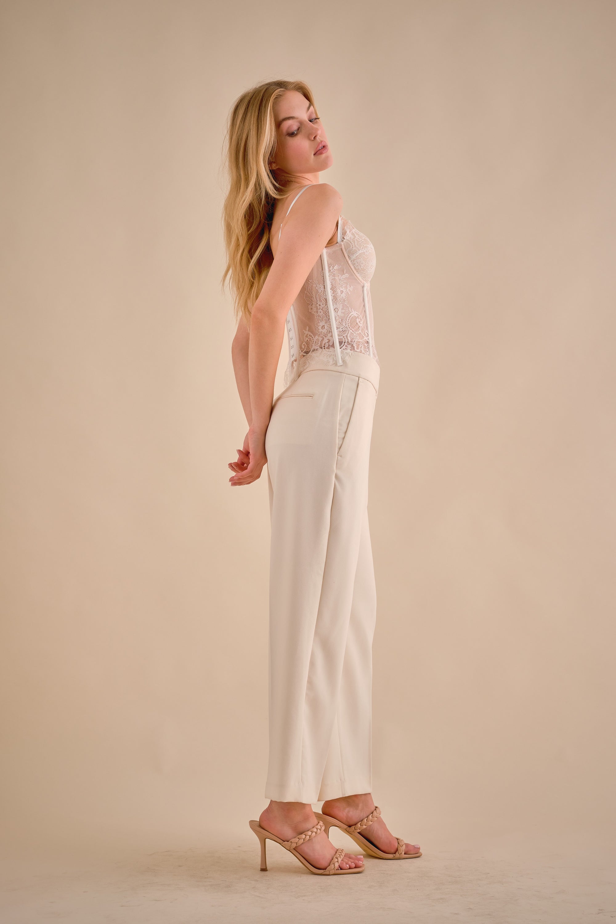 Lace Bustier Top- White- 
