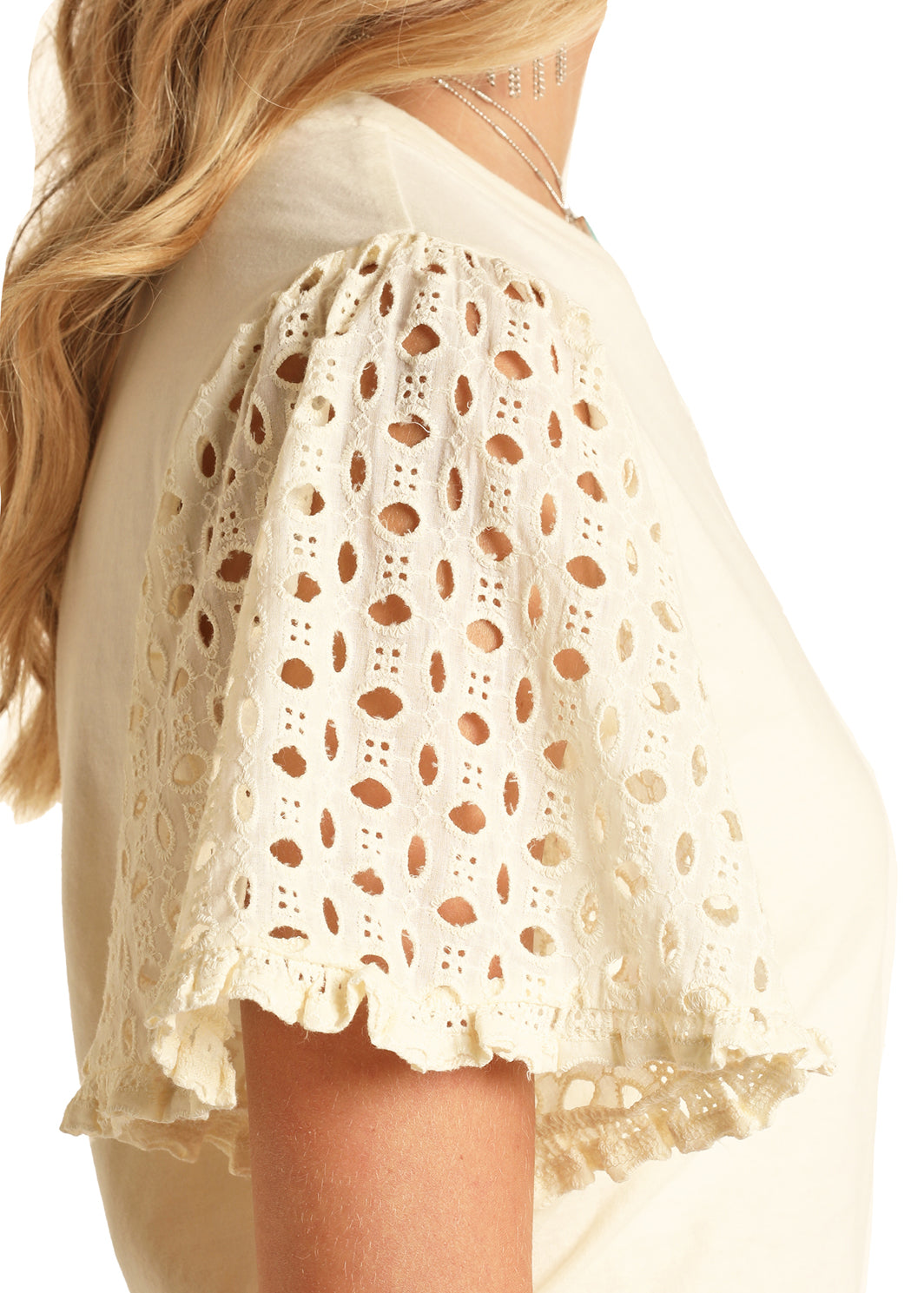 Eyelet Sleeve T-Shirt