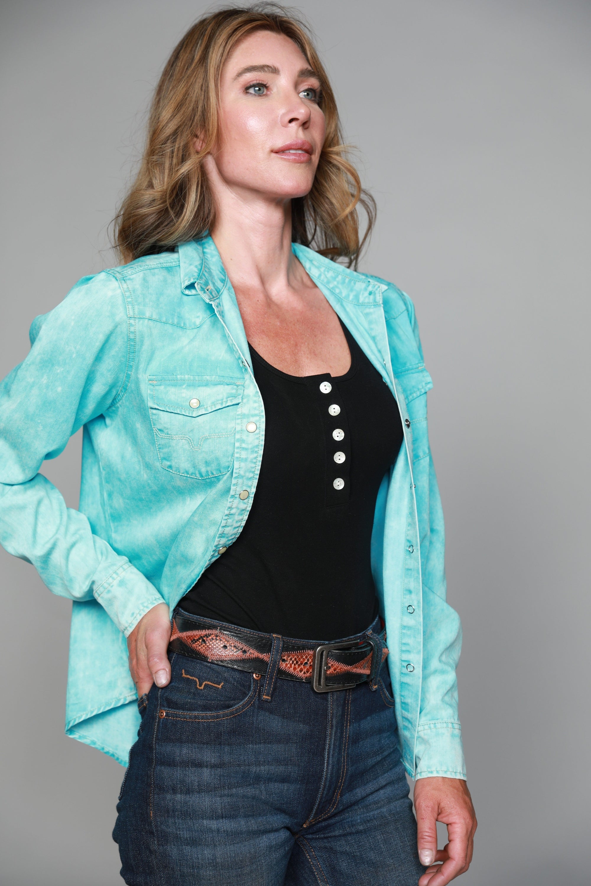 KC Tencel Top- Turquoise- 