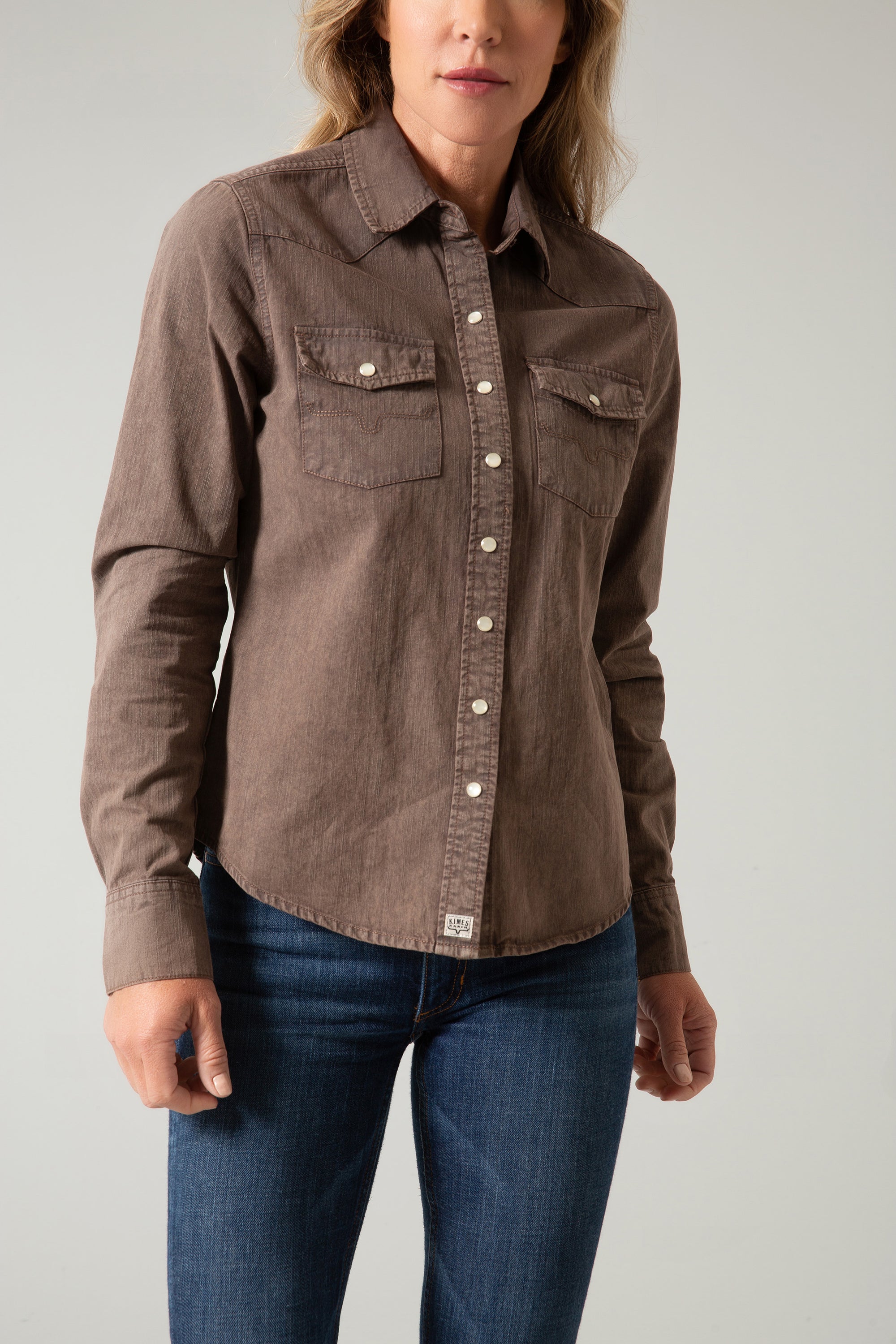 Kaycee Denim Top- Brown-  