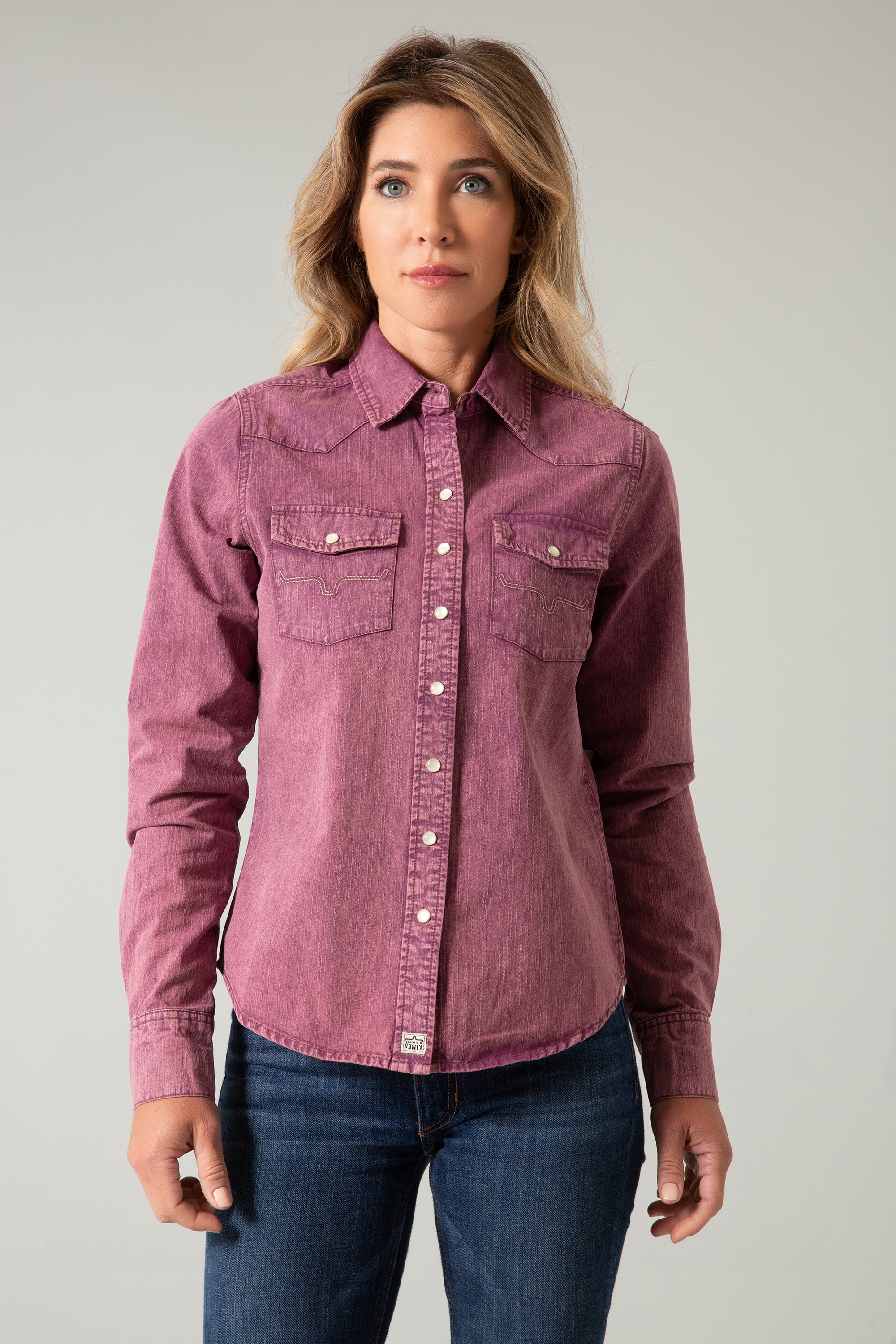 Kaycee Denim Top- Wine-   