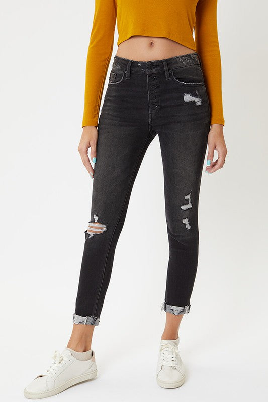 Acid Black Skinny Button Fly KC9240BK