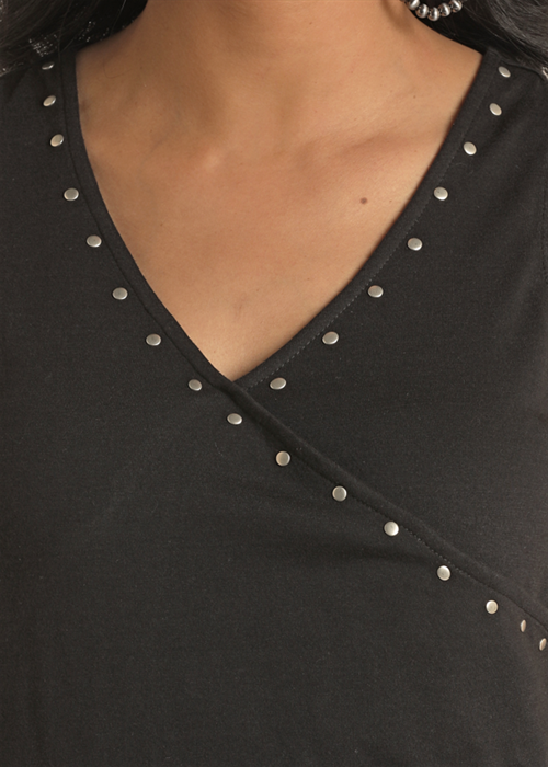 Studded Surplice Tank- LW20T03414 - Black - 