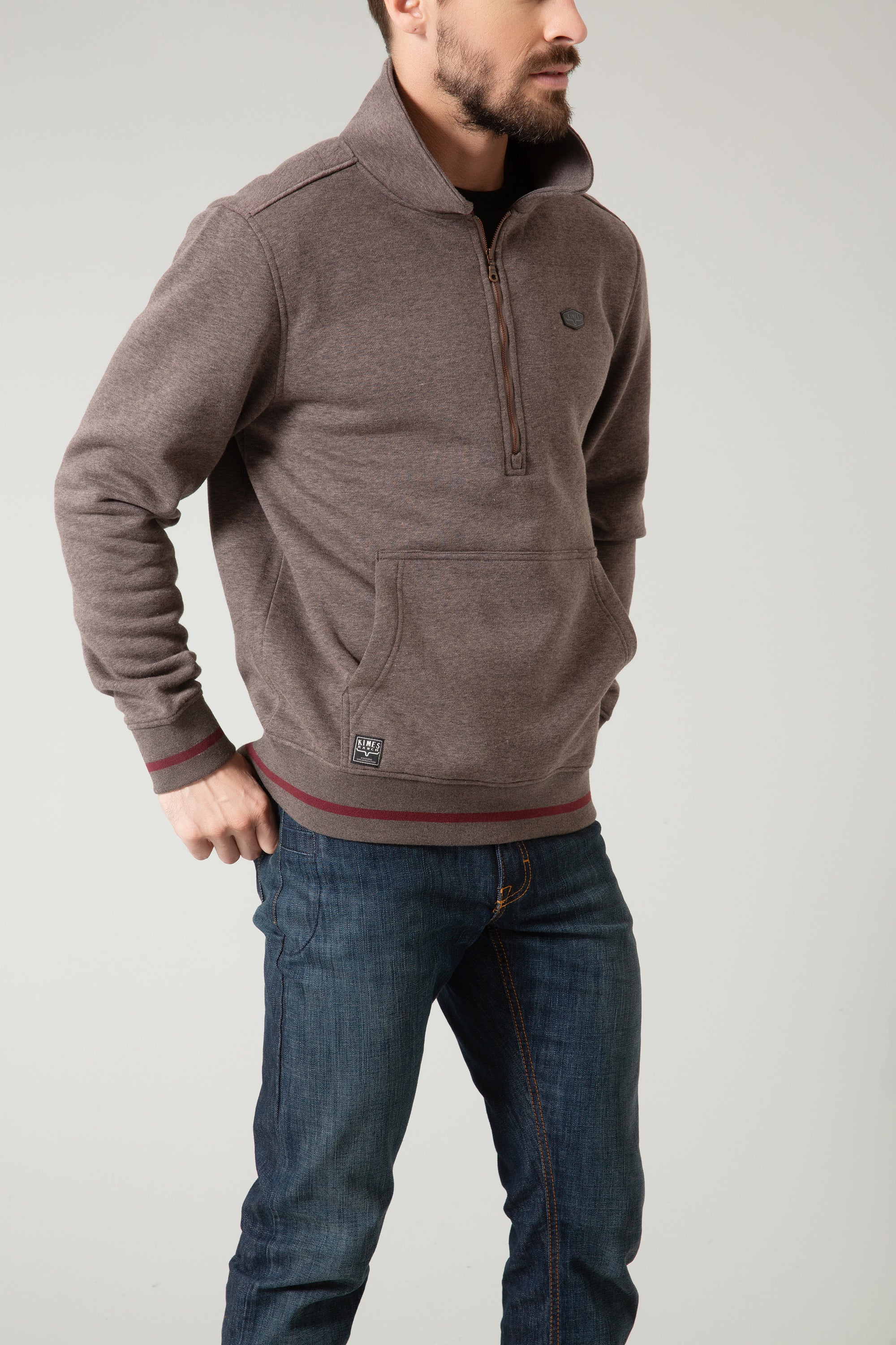 Boxer Quarter Zip Hoodie- Charcoal- 