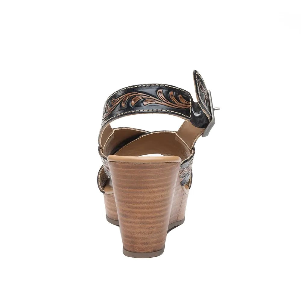Flower Ridge - Handtooled Wedge- 