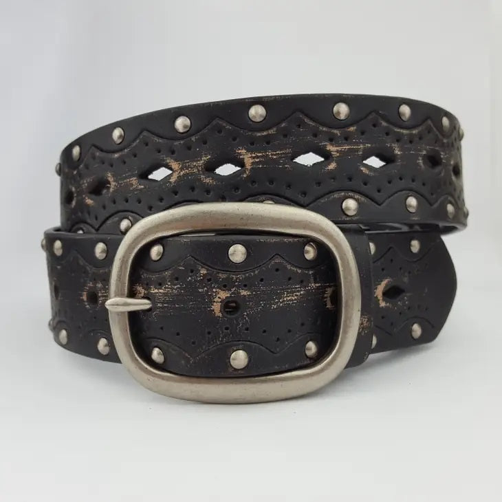 Vintage Hand Distressed Studded Belt 