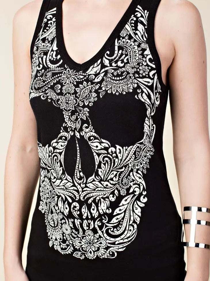 Skull Cut-Out Tank Top 