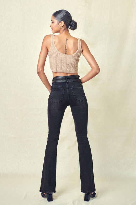 Black  Bootcut with Contrast Waistband 