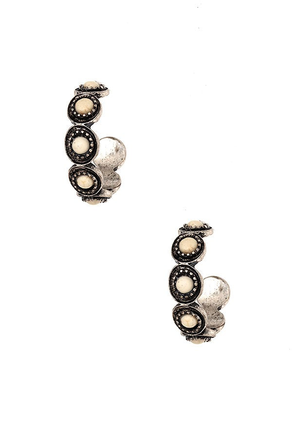 Hoop Earring- 194821- Silv/White