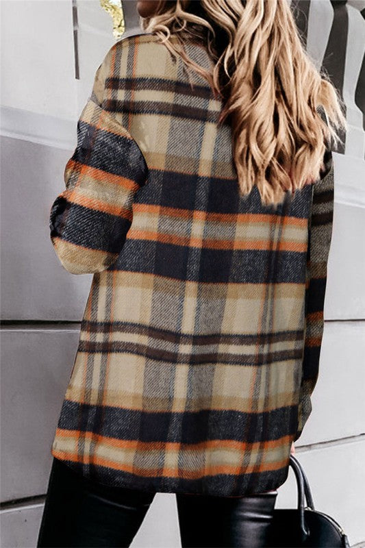 Plaid Flannel Shacket with Silver Buttons 