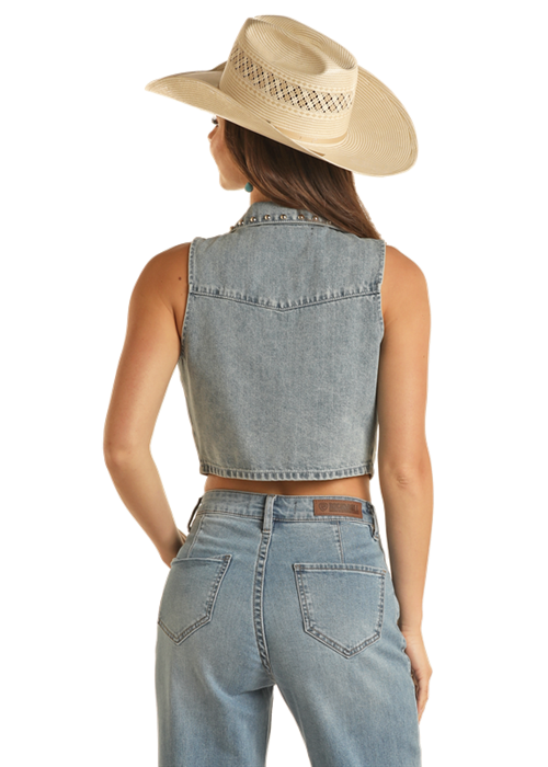 Denim Fringe Vest- BW98D03548-