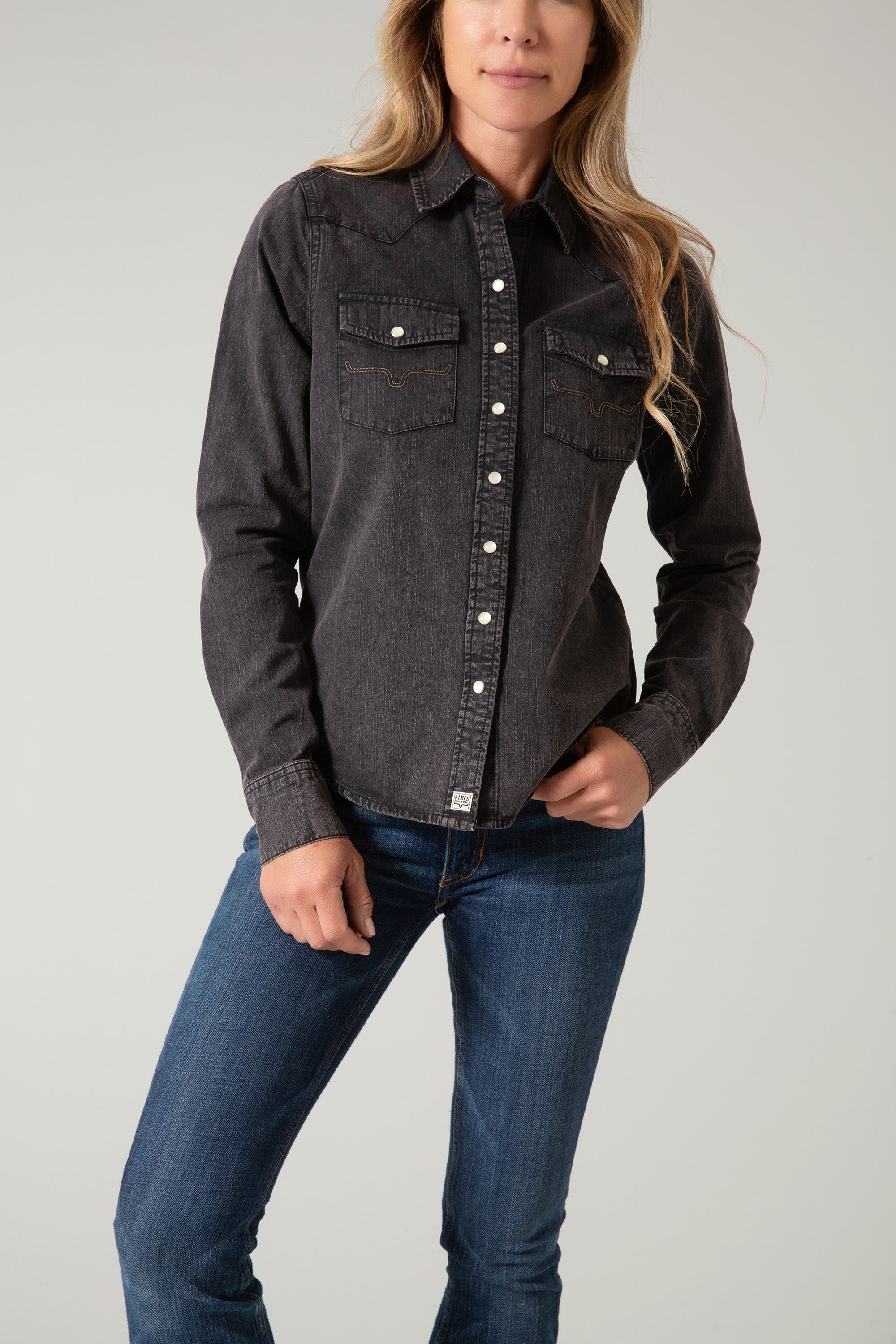 Kaycee Denim Top- Black-  