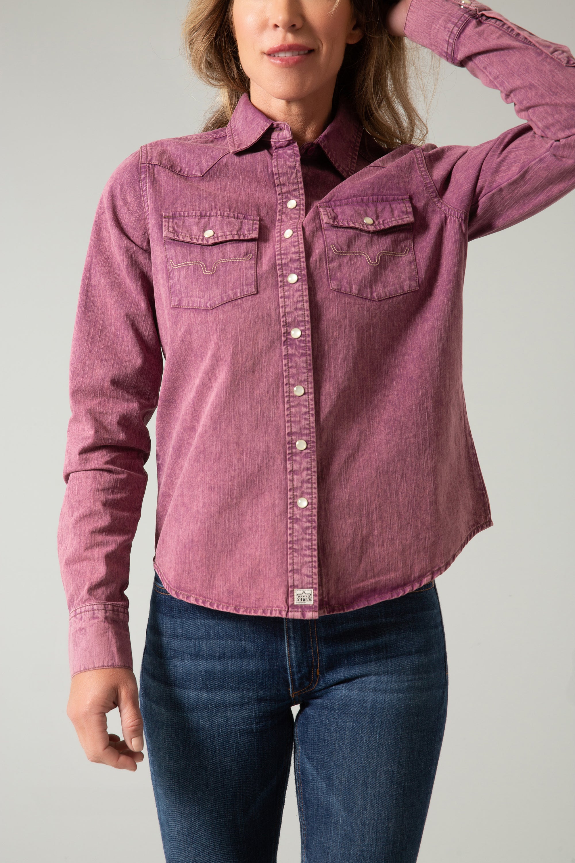 Kaycee Denim Top- Wine-   