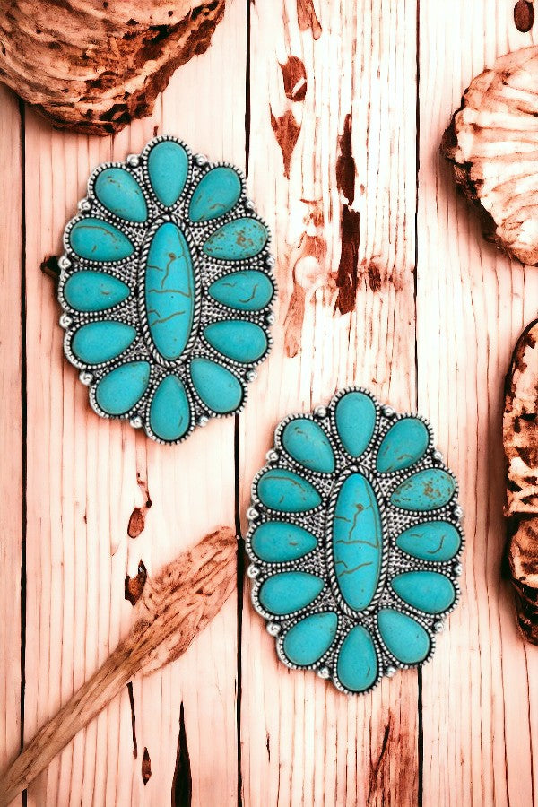 Post Earring- 184205- Turquoise