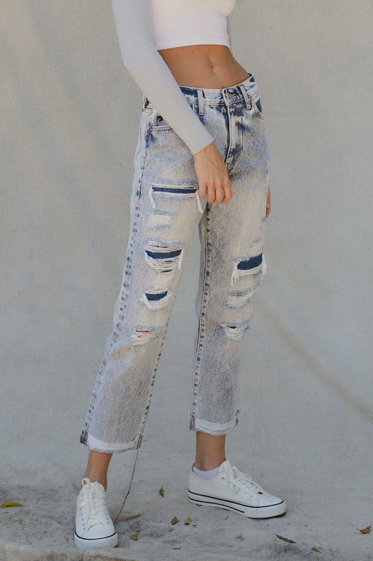 High Waisted Light Wash Straight