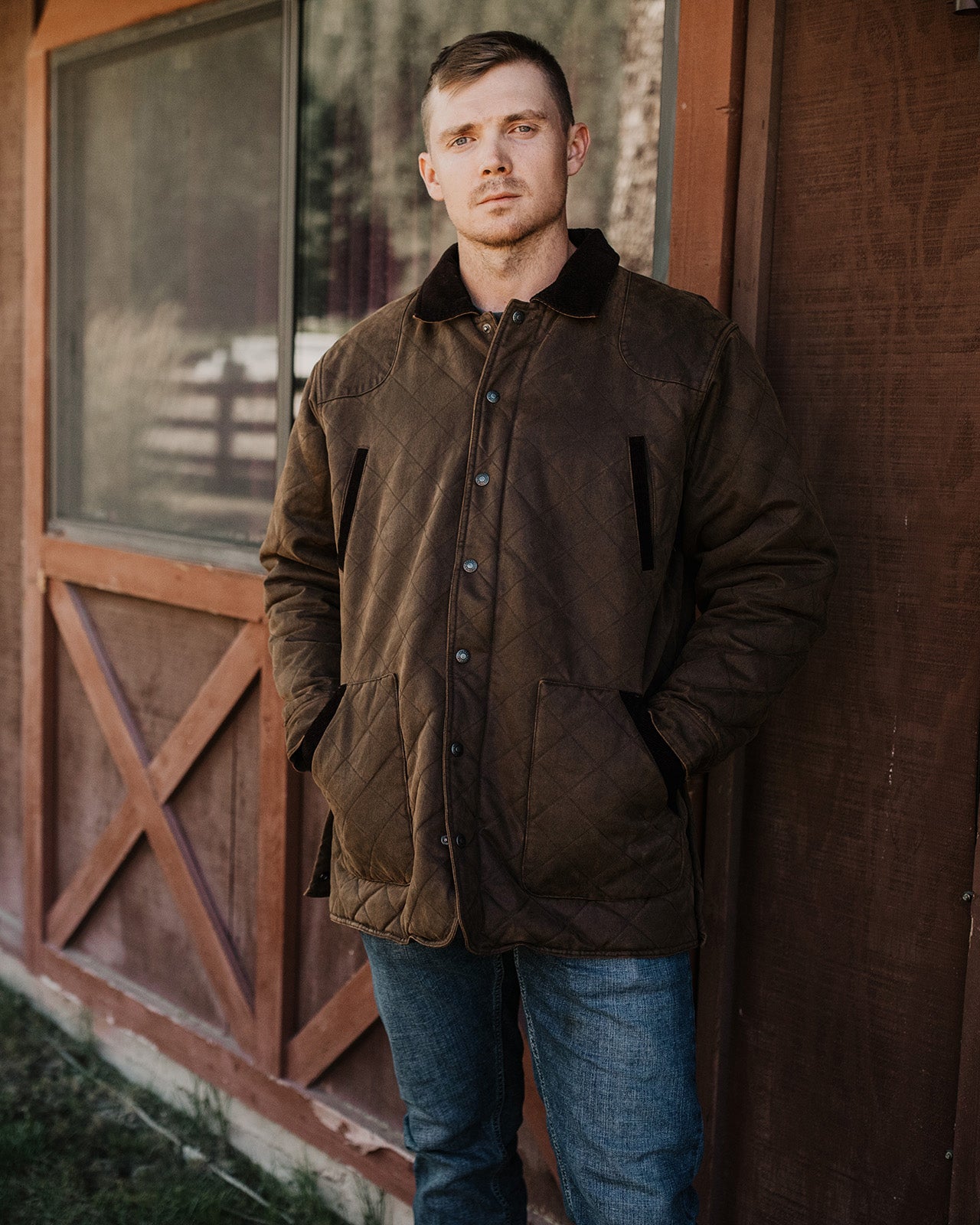 Harlow Quilted Barn Jacket- Brown 
