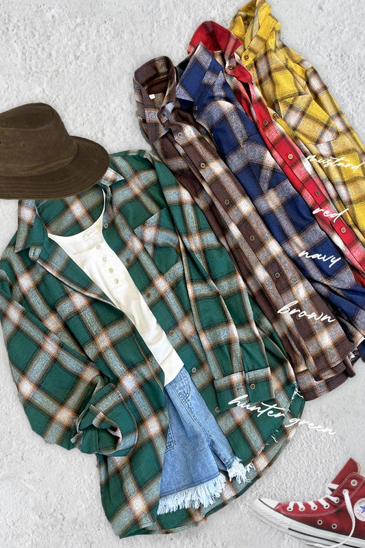 Classic Oversized Flannel Orange S