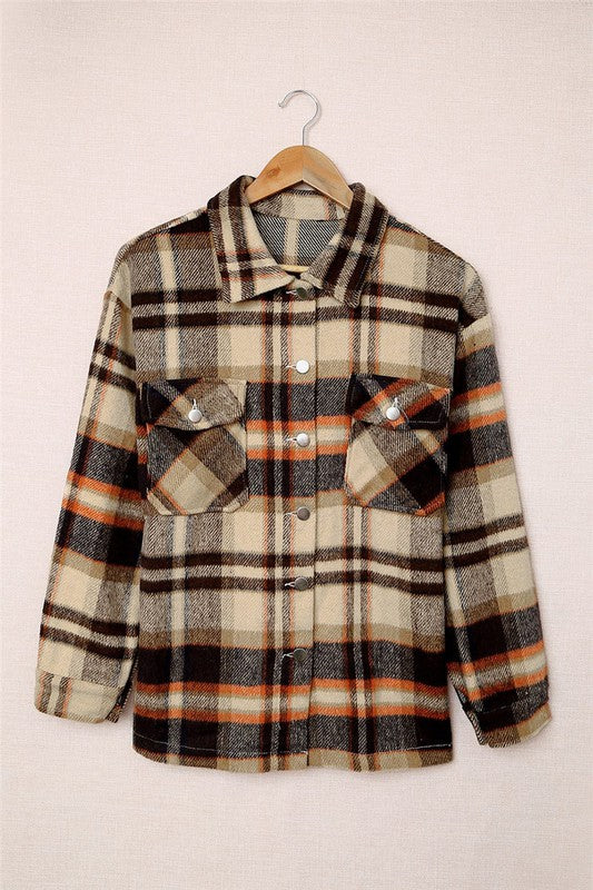 Plaid Flannel Shacket with Silver Buttons 
