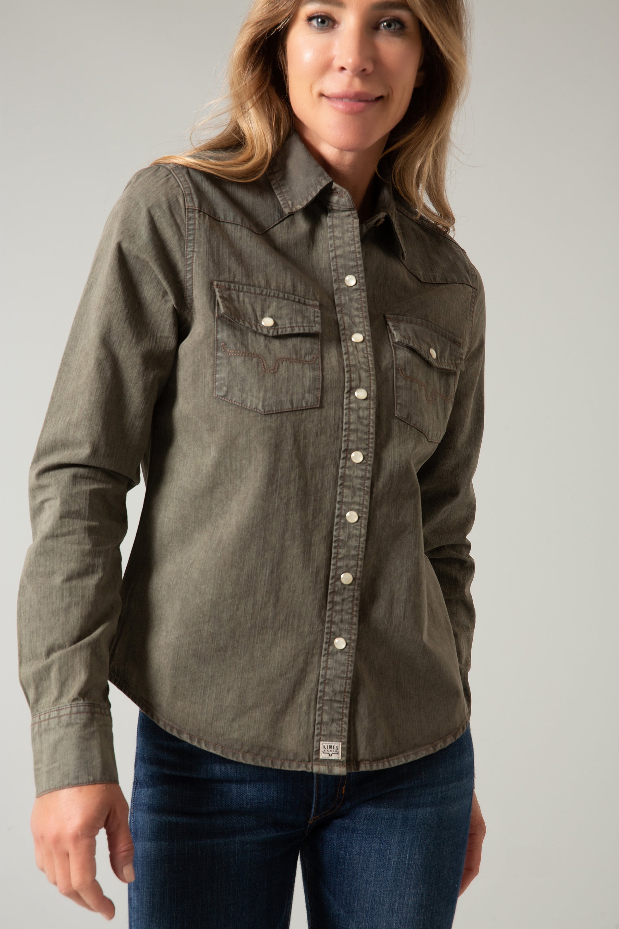 Kaycee Denim Top- Army- 