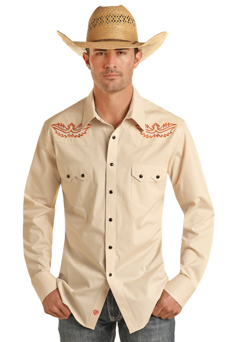 Orange Stitch Pearl Snap- BMN2S03360- 
