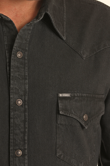 Black Denim Snap Shirt- bmn2s03703