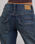 Low Rise Cargo Jean - Blue