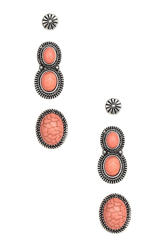 Earring Set- 194872- Pink